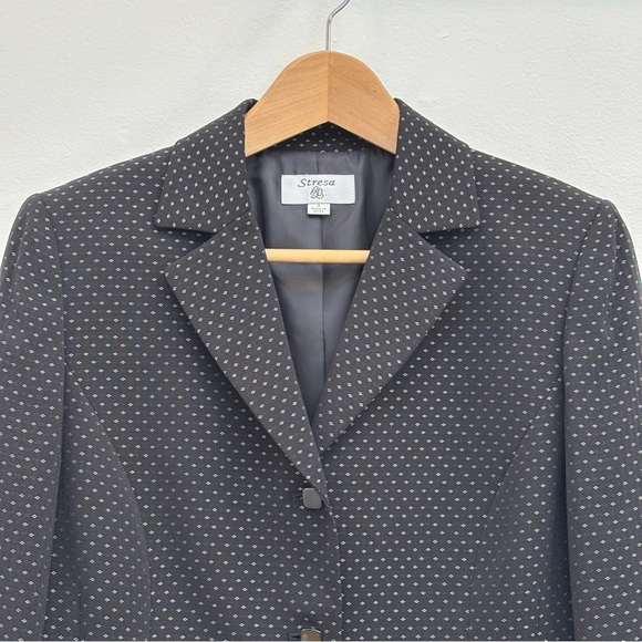 Stresa 2 Piece Classic Suit Pencil Skirt And Blazer Elegant Black White Size 8 - Picture 4 of 14